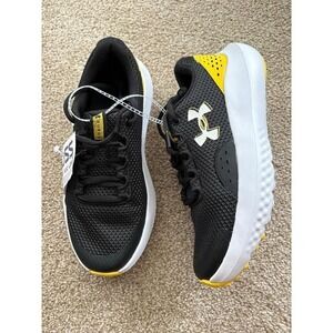 Under Armour Surge Black White Yellow Mesh Lace Up Athletic Shoes Youth Size 3.5